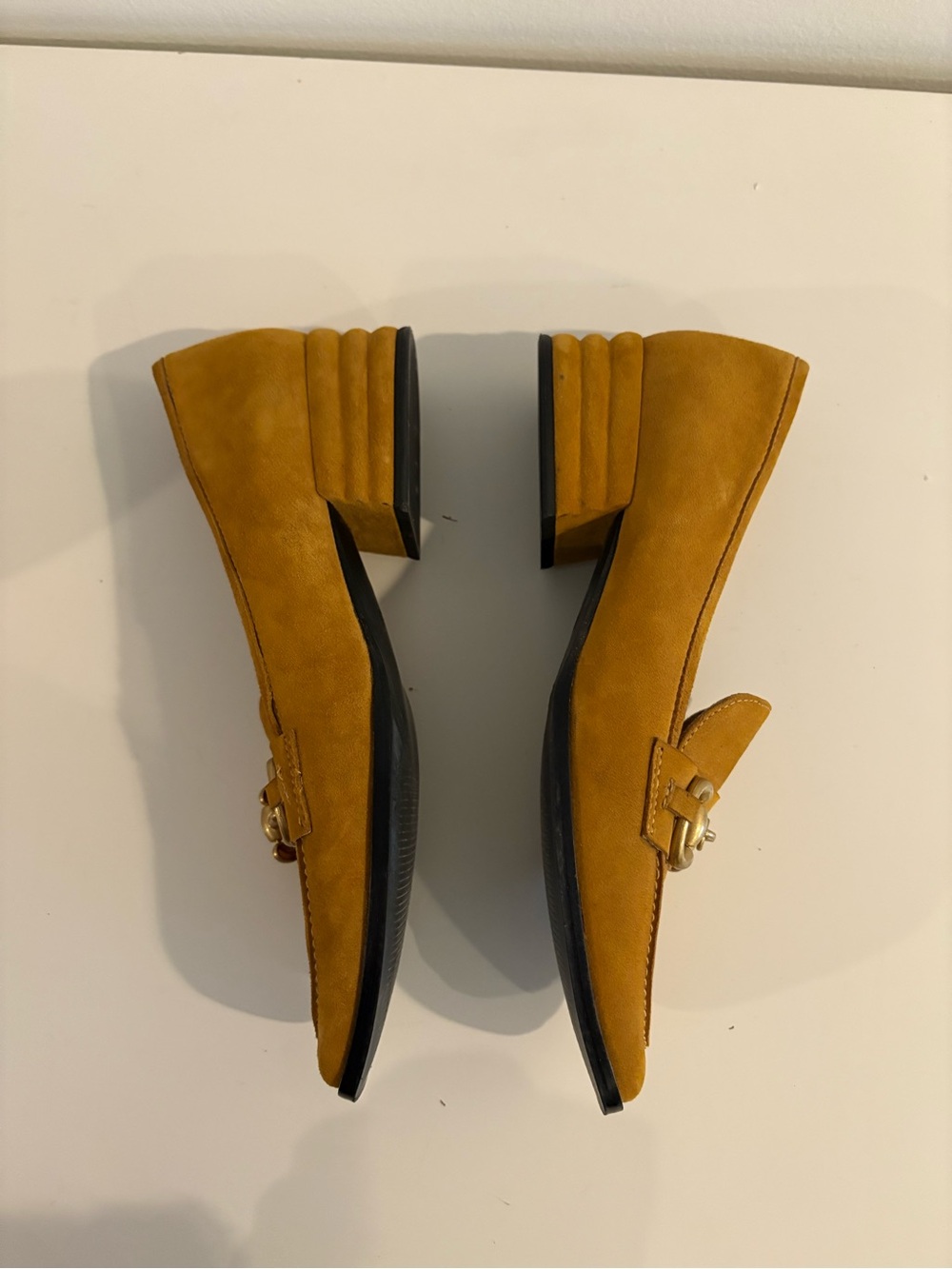 Saint G || Jacqueline Suede Loafer Pump Horsebit Suede Mustard Yellow Gold 41 - Picture 5 of 10